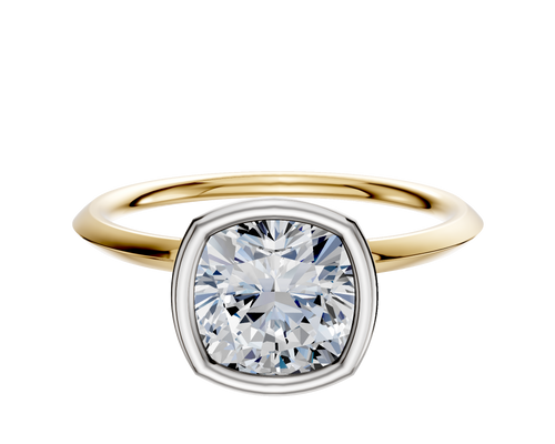 14K Two Tone Bezel Full Bezel North/South Classic Knife Edge 1.5mm Engagement Ring