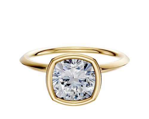 18K Yellow Gold Bezel Full Bezel North/South Classic Knife Edge 1.5mm Engagement Ring