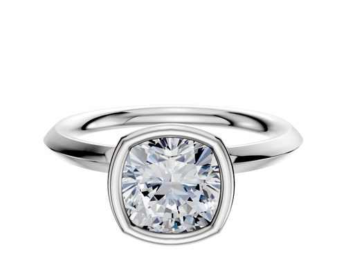 14K White Gold Bezel Full Bezel North/South Classic Knife Edge 2.0mm Engagement Ring
