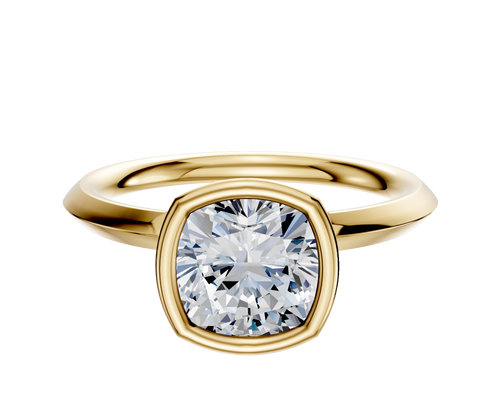 18K Yellow Gold Bezel Full Bezel North/South Classic Knife Edge 2.0mm Engagement Ring