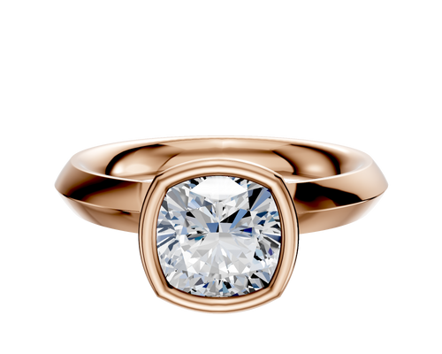 18K Rose Gold Bezel Full Bezel North/South Classic Knife Edge 3.0mm Engagement Ring