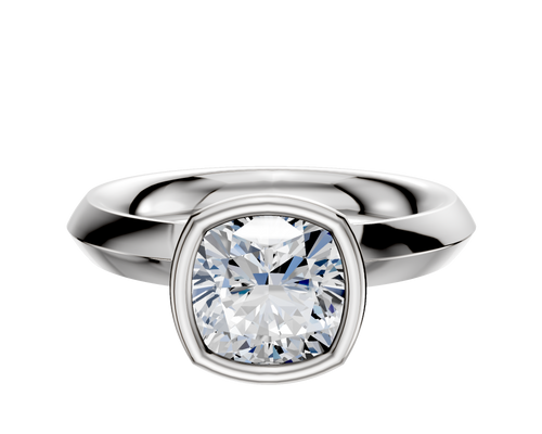 18K White Gold Bezel Full Bezel North/South Classic Knife Edge 3.0mm Engagement Ring