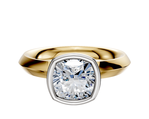 14K Two Tone Bezel Full Bezel North/South Classic Knife Edge 3.0mm Engagement Ring