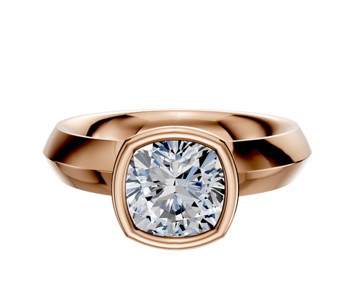 14K Rose Gold Bezel Full Bezel North/South Classic Knife Edge 4.0mm Engagement Ring