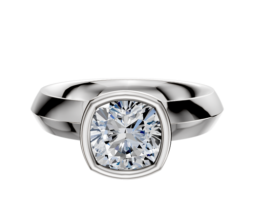18K White Gold Bezel Full Bezel North/South Classic Knife Edge 4.0mm Engagement Ring
