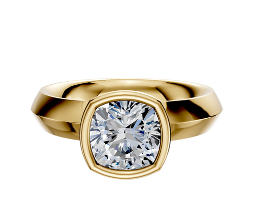 18K Yellow Gold Bezel Full Bezel North/South Classic Knife Edge 4.0mm Engagement Ring