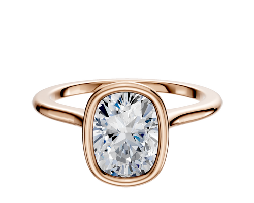 18K Rose Gold Bezel Full Bezel North/South Cathedral Dome 1.5mm Engagement Ring