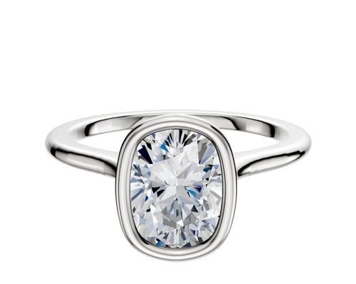 Platinum Bezel Full Bezel North/South Cathedral Dome 1.5mm Engagement Ring