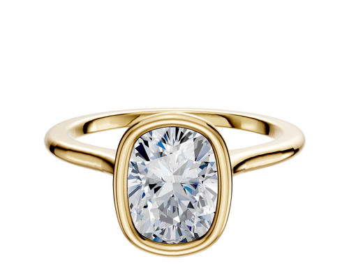 18K Yellow Gold Bezel Full Bezel North/South Cathedral Dome 1.5mm Engagement Ring