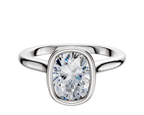 14K White Gold Bezel Full Bezel North/South Cathedral Dome 2.0mm Engagement Ring