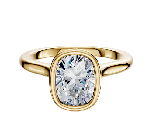 14K Yellow Gold Bezel Full Bezel North/South Cathedral Dome 2.0mm Engagement Ring