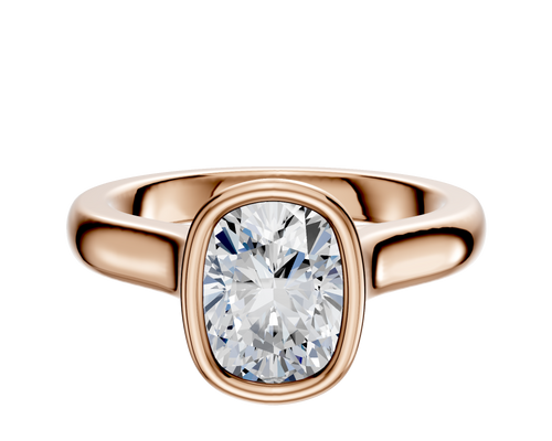 18K Rose Gold Bezel Full Bezel North/South Cathedral Dome 3.0mm Engagement Ring