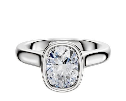 18K White Gold Bezel Full Bezel North/South Cathedral Dome 3.0mm Engagement Ring