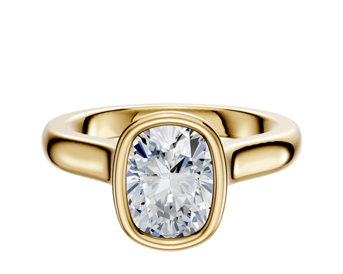 14K Yellow Gold Bezel Full Bezel North/South Cathedral Dome 3.0mm Engagement Ring
