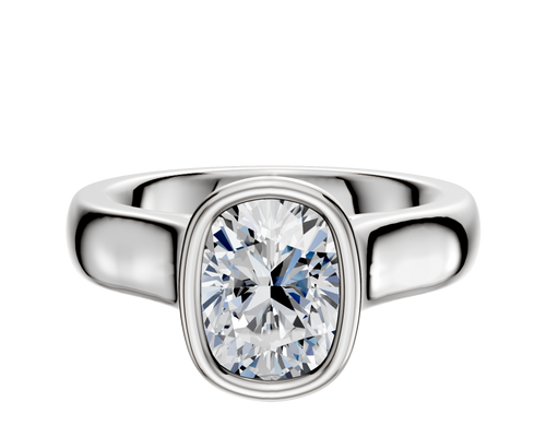 Platinum Bezel Full Bezel North/South Cathedral Dome 4.0mm Engagement Ring