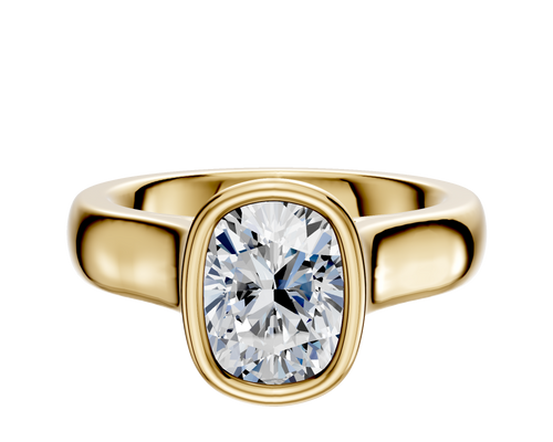 18K Yellow Gold Bezel Full Bezel North/South Cathedral Dome 4.0mm Engagement Ring