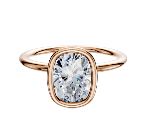 18K Rose Gold Bezel Full Bezel North/South Classic Dome 1.5mm Engagement Ring
