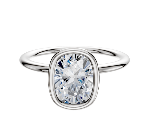 18K White Gold Bezel Full Bezel North/South Classic Dome 1.5mm Engagement Ring