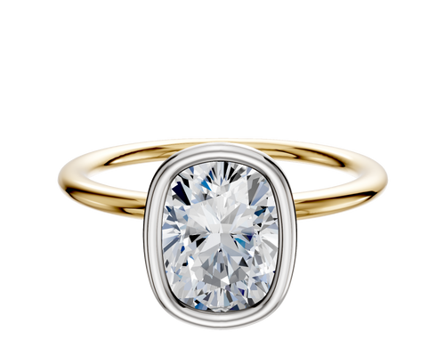 14K Two Tone Bezel Full Bezel North/South Classic Dome 1.5mm Engagement Ring