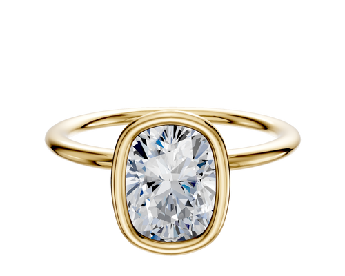 14K Yellow Gold Bezel Full Bezel North/South Classic Dome 1.5mm Engagement Ring