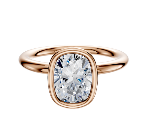 18K Rose Gold Bezel Full Bezel North/South Classic Dome 2.0mm Engagement Ring