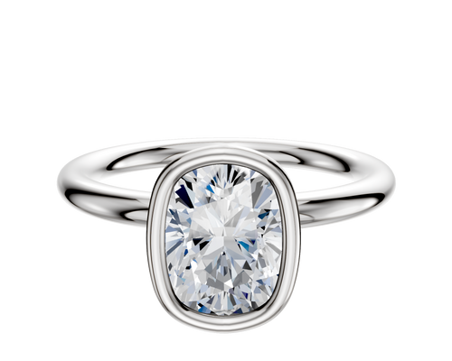 14K White Gold Bezel Full Bezel North/South Classic Dome 2.0mm Engagement Ring