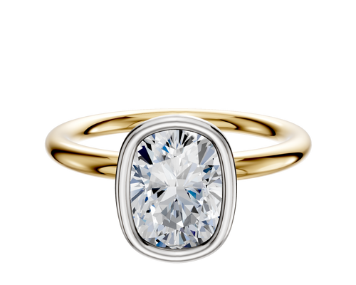 14K Two Tone Bezel Full Bezel North/South Classic Dome 2.0mm Engagement Ring