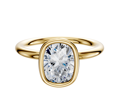 14K Yellow Gold Bezel Full Bezel North/South Classic Dome 2.0mm Engagement Ring
