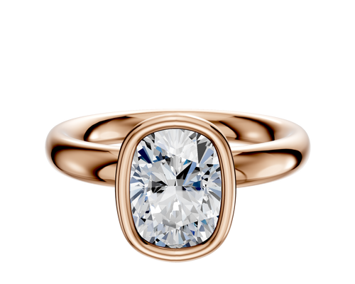 18K Rose Gold Bezel Full Bezel North/South Classic Dome 3.0mm Engagement Ring