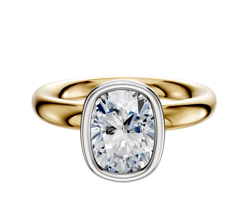14K Two Tone Bezel Full Bezel North/South Classic Dome 3.0mm Engagement Ring