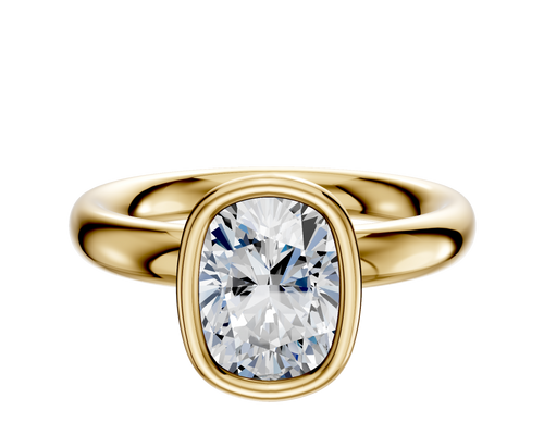 14K Yellow Gold Bezel Full Bezel North/South Classic Dome 3.0mm Engagement Ring