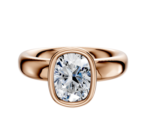18K Rose Gold Bezel Full Bezel North/South Classic Dome 4.0mm Engagement Ring