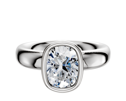 18K White Gold Bezel Full Bezel North/South Classic Dome 4.0mm Engagement Ring