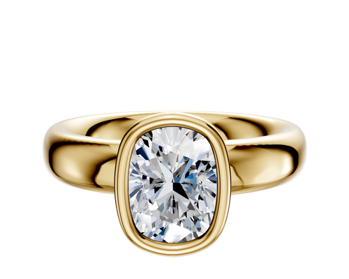 14K Yellow Gold Bezel Full Bezel North/South Classic Dome 4.0mm Engagement Ring