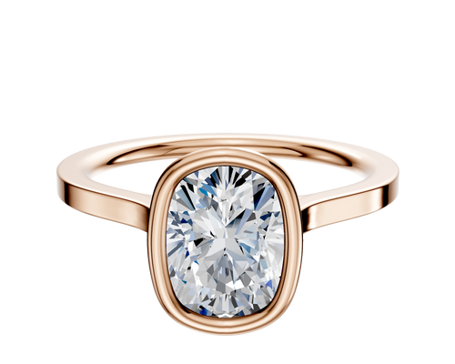 18K Rose Gold Bezel Full Bezel North/South Cathedral Flat 1.5mm Engagement Ring