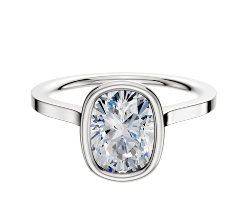 Platinum Bezel Full Bezel North/South Cathedral Flat 1.5mm Engagement Ring