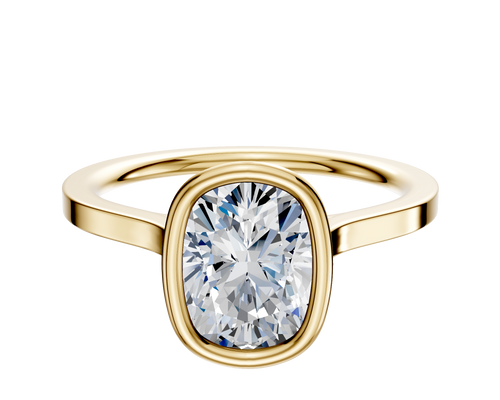 14K Yellow Gold Bezel Full Bezel North/South Cathedral Flat 1.5mm Engagement Ring