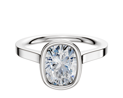 Platinum Bezel Full Bezel North/South Cathedral Flat 2.0mm Engagement Ring