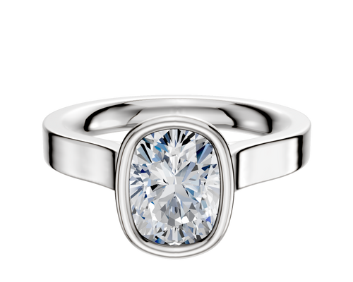 14K White Gold Bezel Full Bezel North/South Cathedral Flat 3.0mm Engagement Ring