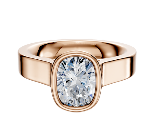 18K Rose Gold Bezel Full Bezel North/South Cathedral Flat 4.0mm Engagement Ring
