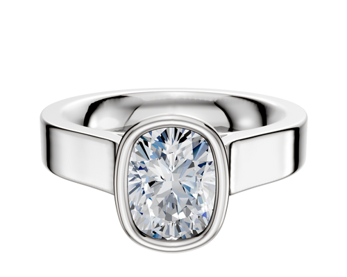 14K White Gold Bezel Full Bezel North/South Cathedral Flat 4.0mm Engagement Ring