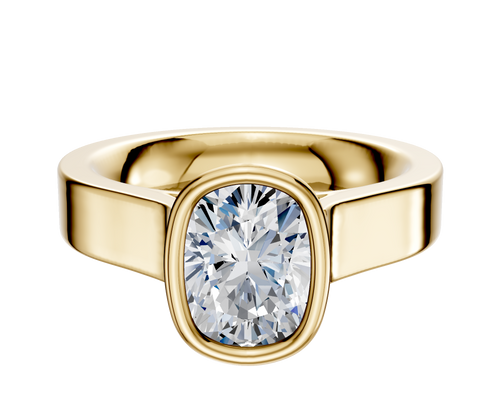 14K Yellow Gold Bezel Full Bezel North/South Cathedral Flat 4.0mm Engagement Ring
