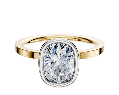 18K Two Tone Bezel Full Bezel North/South Classic Flat 1.5mm Engagement Ring