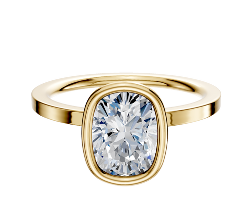 18K Yellow Gold Bezel Full Bezel North/South Classic Flat 1.5mm Engagement Ring