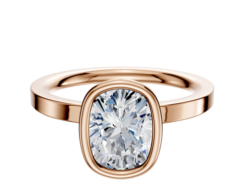 18K Rose Gold Bezel Full Bezel North/South Classic Flat 2.0mm Engagement Ring