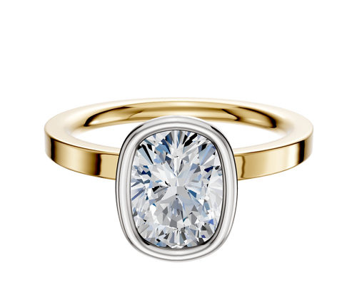 14K Two Tone Bezel Full Bezel North/South Classic Flat 2.0mm Engagement Ring