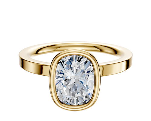 14K Yellow Gold Bezel Full Bezel North/South Classic Flat 2.0mm Engagement Ring