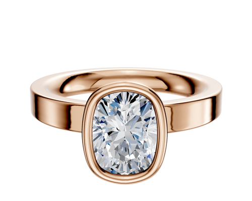 18K Rose Gold Bezel Full Bezel North/South Classic Flat 3.0mm Engagement Ring
