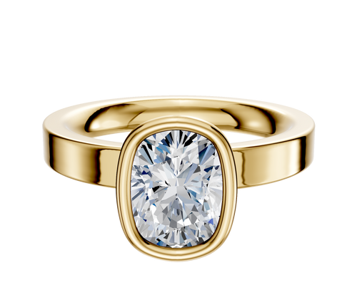18K Yellow Gold Bezel Full Bezel North/South Classic Flat 3.0mm Engagement Ring