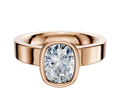 18K Rose Gold Bezel Full Bezel North/South Classic Flat 4.0mm Engagement Ring